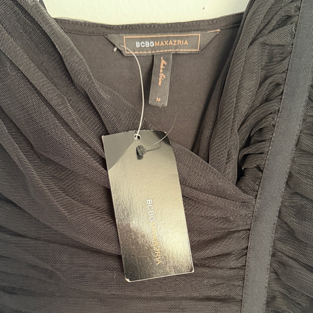 NWT BCBGMaxAzria Charcoal Ruched Dress party mini dress size Medium - Picture 3 of 3